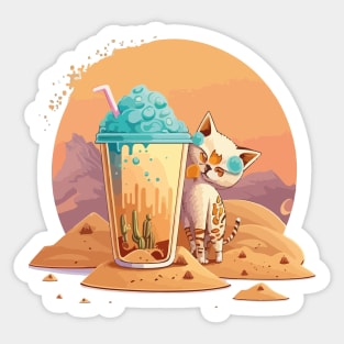 Get Your Meow On with Cat Boba Tea Sticker